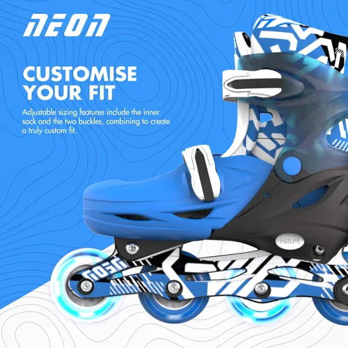 Miniatura 5 de Yvolution Patines de ruedas de 4 tamaños ajustables, ruedas iluminadas para niñas y niños para niños en línea y quads (12-2 o 3-6 US)