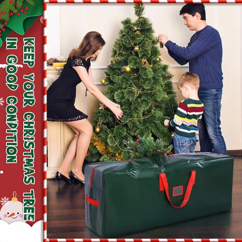 Miniatura 5 de 5 bolsas de almacenamiento para árbol de Navidad, bolsas de guirnalda, árbol artificial desmontado con asas reforzadas, contenedor impermeable