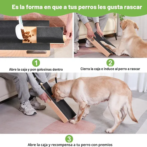 Miniatura 6 de Almohadilla Rascadora de Uñas para Perros en Forma de M con Caja de Golosinas, Tablero Rascador de Uñas para Perros Grandes, Juguete Lima de Uñas
