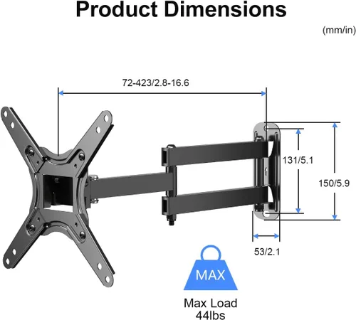 Miniatura 7 de Suptek Soporte de pared para monitor de TV de movimiento completo para la mayoría de televisores y monitores de pantalla plana LED LCD de 13 a 42