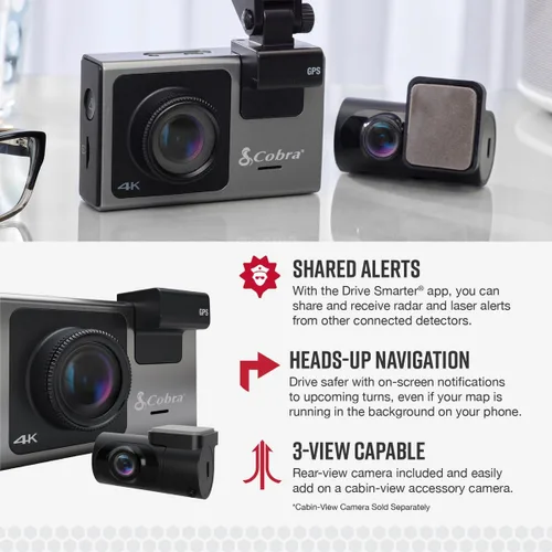 Miniatura 4 de Cámara de salpicadero inteligente Cobra+leva trasera (SC 400D) – Resolución UHD 4K, Alexa incorporada, capacidad para 3 cámaras, alertas de policía