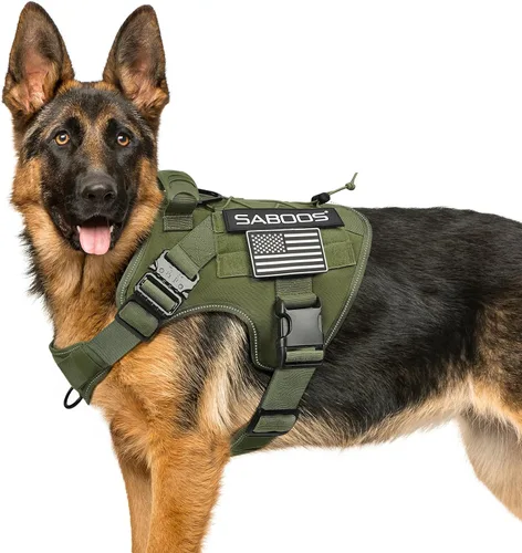 Miniatura 9 de Arnés militar para perro, sin tirones, con asa y Molle, de fácil control, arnés para perro, arnés de entrenamiento para caminar, ajustable, Verde