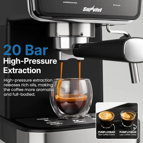 Miniatura 2 de Máquina de café expreso y americano con infusión fría, cafetera helada con infusión doble molida/cápsula, pantalla táctil, espumador de leche