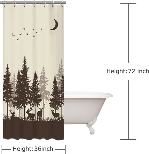 Miniatura 4 de RosieLily Cortinas de ducha de cabaña, cortina de ducha de ciervo, cortina de ducha de camuflaje para baño, cortina de baño de caza de alces