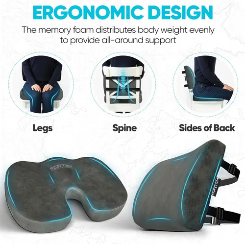 Miniatura 6 de FORTEM Cojín para Silla de Oficina, Cojín para Silla de Oficina, Almohada de Apoyo Lumbar para Silla de Oficina, Espuma Viscoelástica para Aliviar