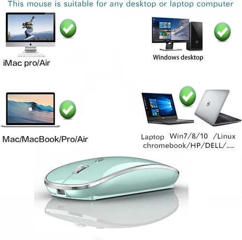 Miniatura 2 de Mouse inalámbrico para MacBook Pro, MacBook Air, MacBook Laptop, Mac, iMac, computadora de escritorio, Chromebook, Win7/8/10/11, PC, HP, Dell Azul