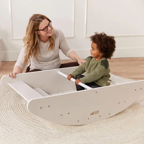 Miniatura 8 de ECR4Kids Bote Balancín y Escalones, Centro de Juegos, Acabado Lavado Blanco Blanco Cal
