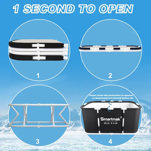 Miniatura 5 de Smartmak Bañera de hielo, bañera de inmersión fría portátil XL grande con cubierta para atletas, terapia de agua fría y recuperación, baños