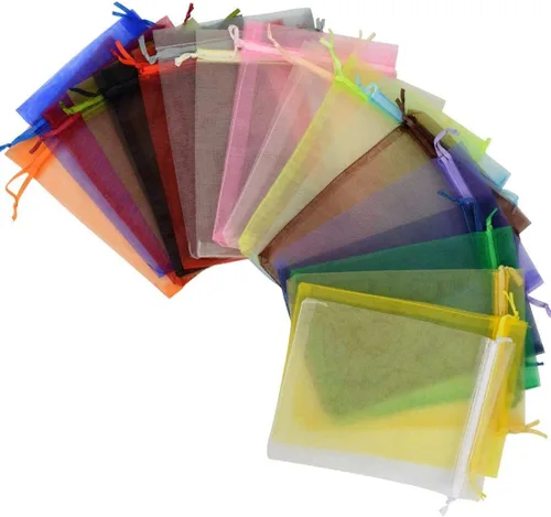 Miniatura 2 de Tojwi 50 bolsas de organza de 3.54 x 4.33 pulgadas (3.5 x 4.3 in) de satén con cordón de organza, bolsa de regalo para boda, fiesta, bolsa de 10