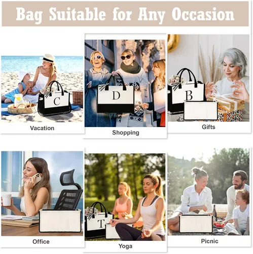 Miniatura 4 de YOOLIFE Regalos de Navidad personalizados para mujeres, bolsa de lona con monograma con organizador de cremallera, inserto, regalos de cumpleaños
