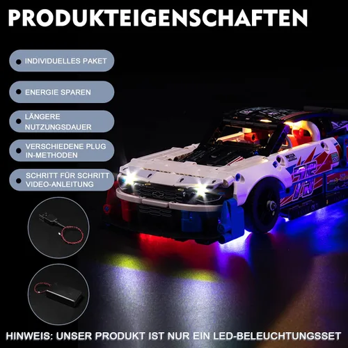 Miniatura 2 de BrickBling LED Light Compatible with Lego Technic Nascar Next Gen Chevrolet Camaro ZL1 42153 Model Car, Creative Lighting Kit Compatible with Lego
