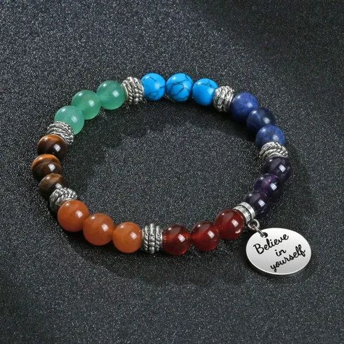 Miniatura 20 de Top Plaza Pulsera de cuentas de 7 chakras para yoga, reiki, cristales curativos, pulsera de cuentas de piedras preciosas de amistad, pulsera