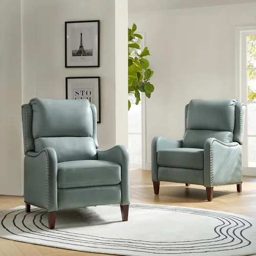 Miniatura 21 de HULALA HOME Silla Reclinable de Cuero Genuino, Sillón Reclinable Moderno de Empuje hacia Atrás con Asiento Grueso, Respaldo y Reposapiés, Decoración