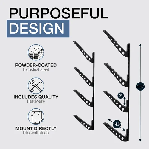 Miniatura 3 de StoreYourBoard - Soporte de pared para tabla de surf, 4 niveles para tabla de surf, soporte para tabla de surf, colgador de tabla de surf ajustable