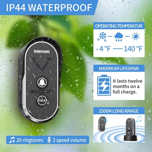 Miniatura 3 de Timbre inalámbrico con intercomunicador de voz de altavoz, intercomunicador de conversación bidireccional con 3 canales, volumen de 3 niveles