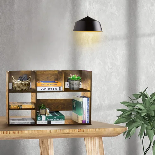 Miniatura 2 de TY ARTS & CULTURE - Organizador de almacenamiento de escritorio de madera, multiusos, estantería de escritorio, estante grande, estante de encimera