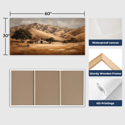 Miniatura 5 de 30"x 60" Canvas Wall Art Rustic Farmhouse Vintage Barn Country Field Landscape Rolling Hills Framed Pictures Painting Print Large Wall Art for