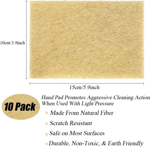 Miniatura 2 de Almohadillas naturales para fregar, paquete de 10 unidades - Estropajo de sisal antiarañazos, almohadillas de limpieza de sisal, de fibra de coco