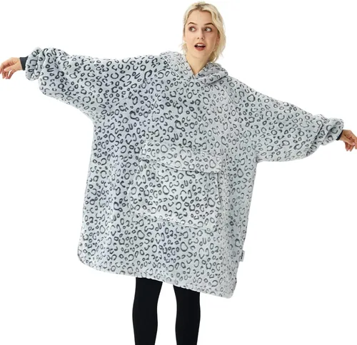 Krifey Manta con capucha de sherpa de gran tamaño como regalo de cumpleaños para mamá, mujer, novia, hombre, acogedora sudadera con bolsillo gigante