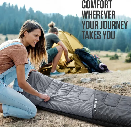 Miniatura 4 de VENTURE 4TH Saco de dormir para mochileros – XXL, tamaños dobles e individuales – Saco de dormir ligero para clima cálido y frío para adultos, niños