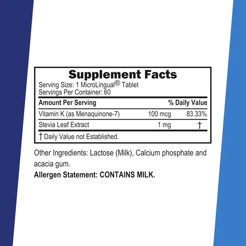 Miniatura 2 de Superior Source Vitamina K2 MK-7 (Menaquinona-7), 100 mcg, tabletas microlignuales de disolución rápida, 60 unidades, huesos y arterias saludables