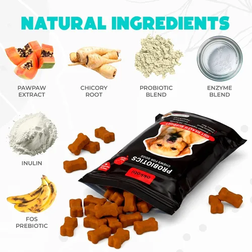 Miniatura 3 de Probióticos masticables para perros, 60 piezas, apoyo para la salud digestiva e intestinal, masticables probióticos para perros con enzimas e