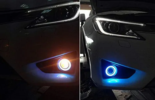 Miniatura 4 de iJDMTOY - Ajuste universal, 3 pulgadas, lámparas de luz antiniebla con ledes 40-SMD, halógenas, anillos Angel Eyes, para cualquier auto., Ultra azul