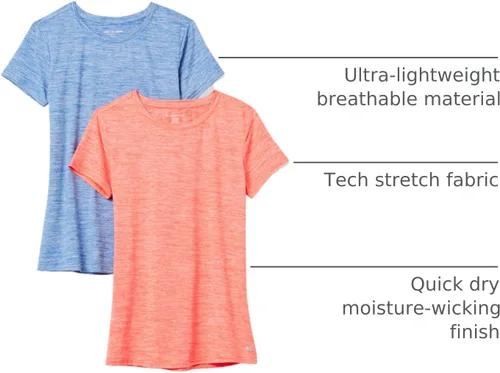Miniatura 17 de Amazon Essentials Camiseta de manga corta con cuello redondo para mujer, de secado rápido, para entrenamiento, gimnasio, paquete múltiple