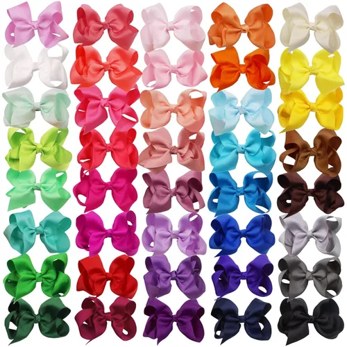 Miniatura 2 de Lazos para el pelo de 4.5 pulgadas para niñas, cinta de grogrén, lazos grandes para el cabello, pinzas de cocodrilo, accesorios para el cabello
