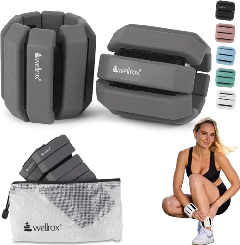 Miniatura 9 de Wellrox Brazaletes con peso, pesas ajustables para tobillo y muñeca para mujeres y hombres, juego de pesas de tobillo de 2 libras