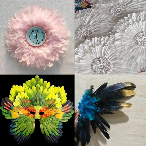 Miniatura 5 de LONDGEN 50 plumas de ganso naturales de 4 a 6 pulgadas para manualidades, boda, hogar, fiesta, decoración de plumas doradas y cajas de regalo Dorado