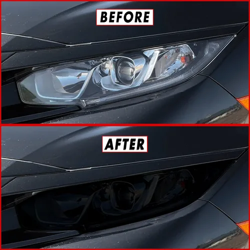 SlickMod Vinilo precortado tintado en humo para faros delanteros y antiniebla de Honda Civic 2016-2021 (1. Faros delanteros y antiniebla, 20 Humo