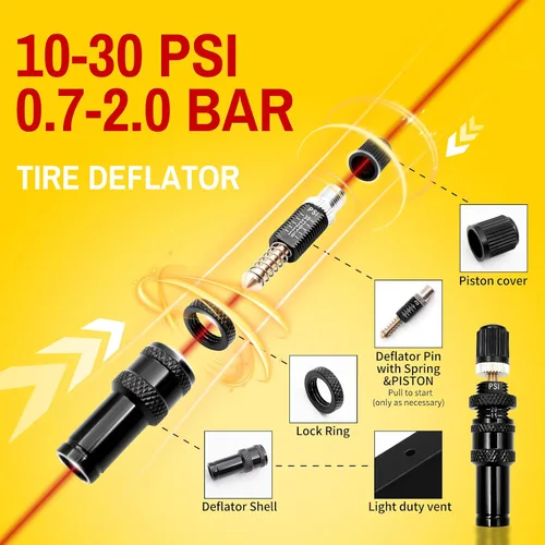 Miniatura 2 de Kit de válvula deflatora de neumáticos de parada automática ajustable (10-30 PSI), 4 piezas de herramienta de desinflador de neumáticos