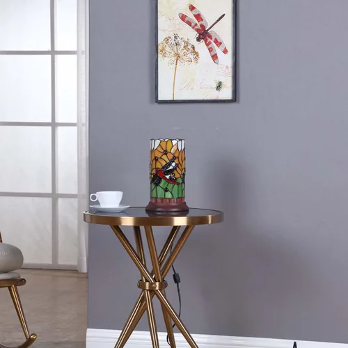 Miniatura 6 de Bieye L10650 Dragonfly Tiffany Style - Lámpara de mesa con pantalla cilíndrica, 10 pulgadas de alto