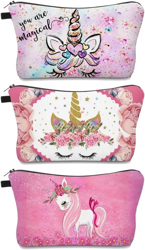 Miniatura 13 de Deanfun 3 unids/set Super divertido 3D impresión mujeres cosméticos bolsa multifunción lápiz titular (unicornio), 3 piezas Flamencos, Pájaros