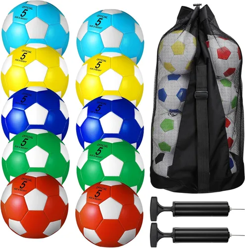 Miniatura 8 de Libima 13 Piezas Pelotas de Fútbol a Granel 10 Piezas Pelota de Fútbol Oficial con 2 Bombas y Bolsa de Transporte Entrenamiento Interior y Exterior