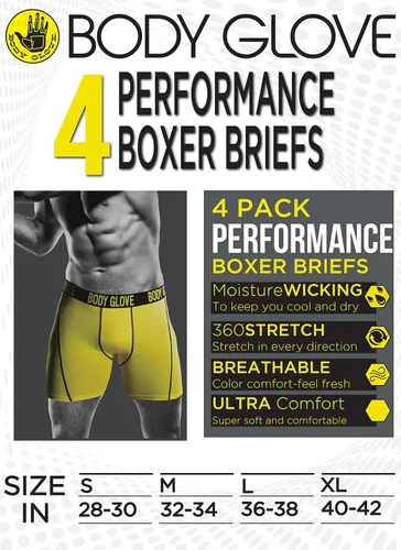 Miniatura 3 de Body Glove Mens Boxer Briefs, Dry Fit Performance Pouch Underwear, Breathable Athletic Sport Boxers