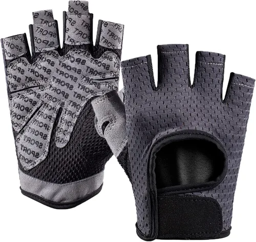 Miniatura 9 de Guantes de entrenamiento para hombres y mujeres, sin dedos, transpirables y protección completa de la palma de la mano, guantes de ejercicio