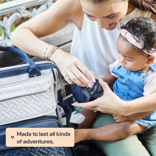 Miniatura 8 de BabbleRoo - Mochila para pañales, mochilas grandes multifuncionales con almohadilla cambiadora y correas para cochecito y funda para chupón, unisex