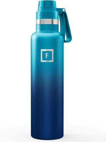 Miniatura 47 de IRON °FLASK Botellas de agua de campamento/senderismo, 3 tapas (estrecha con popote), sin fugas, aisladas al vacío, acero inoxidable de doble pared