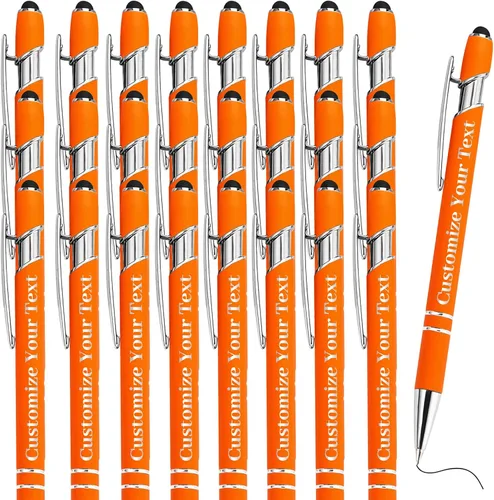 Miniatura 52 de Hasta 500 bolígrafos personalizados a granel con lápiz capacitivo, grabado, juego de bolígrafos con tu nombre, texto para mujeres de negocios