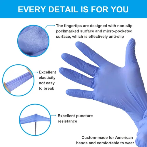 Miniatura 7 de FINITEX Guantes de examen de nitrilo azul hielo, sin polvo, 1000 guantes de limpieza médica y del hogar