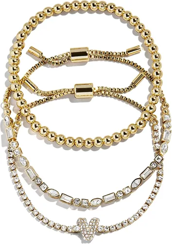 Miniatura 29 de BaubleBar Juego de pulsera Pisa para mujer, tres pulseras de cuentas chapadas en oro, joyería de moda, regalo de moda