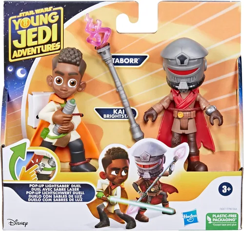 Miniatura 2 de Star Wars: Young Jedi Adventures Pop-UpLightsaber Duel, Kai Brightstar & Taborr Figuras de acción, juguetes a escala de 4 pulgadas, juguetes