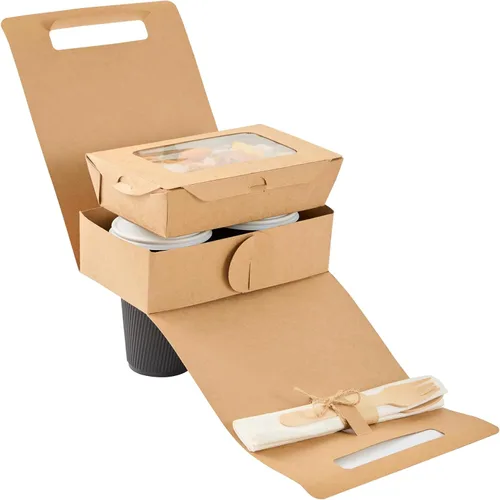 Miniatura 19 de Restaurantware Bio Tek - Loncheras de papel de 8.75 x 4.25 x 8 pulgadas con asas, 100 recipientes desechables de papel kraft para alimentos
