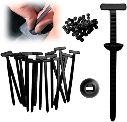 Bridas universales de nylon con hebilla, bridas de cierre resistentes (con pinza y botón), bridas negras resistentes a los rayos UV para reparación