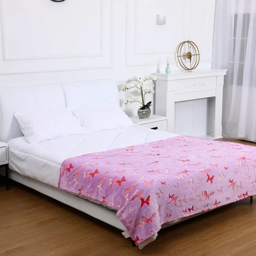 Miniatura 6 de Manta que brilla en la oscuridad, regalos de mariposa para niños y niñas, cumpleaños, Navidad, dormitorio, decoración de habitación, suave, Morado