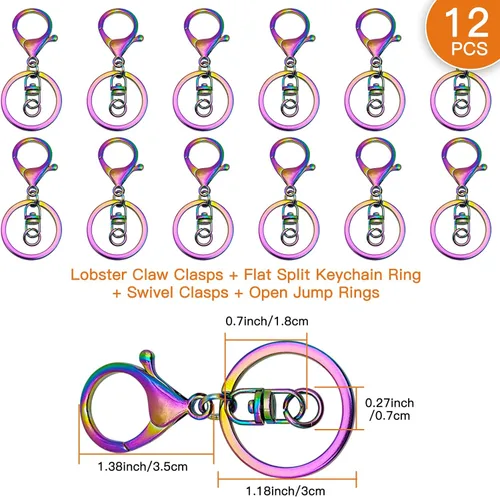 Miniatura 2 de 12 llaveros con cierre de pinza de langosta para hacer joyas, cierre de pinza de langosta de metal con llavero, anillo de salto abierto, cierre Arco