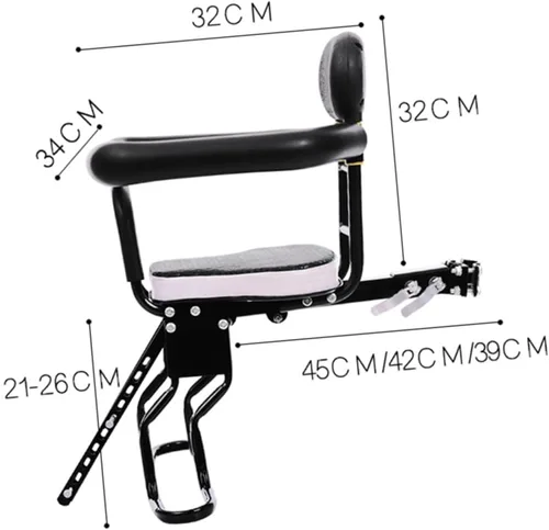 Miniatura 8 de UPKOCH 1 asiento de bicicleta de desmontaje rápido para diseño de montaje frontal, cómodo cojín de esponja gruesa duradera de alta construcción