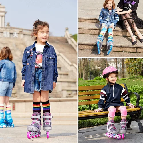 Miniatura 6 de PAPAISON Patines en línea para niños y niñas con ruedas de luz completa, patines iluminadores ajustables para principiantes, para niños, jóvenes